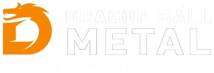 Zweite Version des Logos von Dragon Ball Metal, mit einem orange-goldenen Drachen um den Buchstaben D und dem vollständigen Firmennamen in stilvoller Schrift